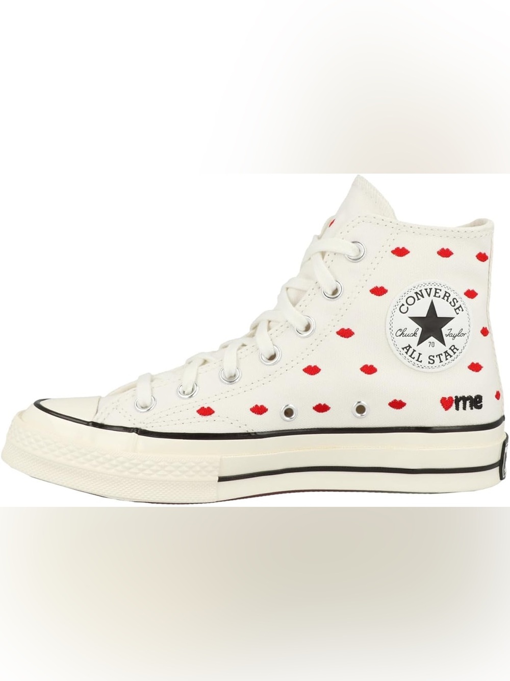 Converse White Chuck 70 Embroidered Lips High 'Love Me
